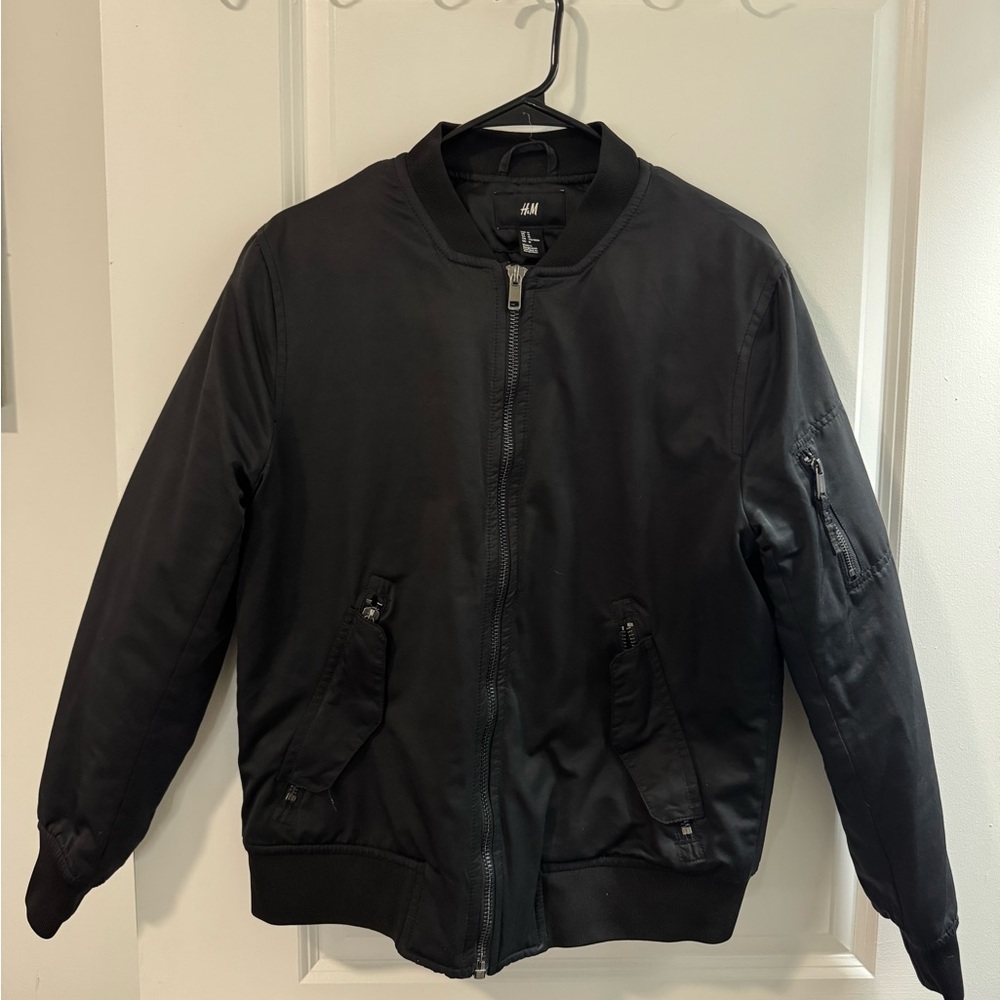 H&M Men's Classic Black Bomber Jacket